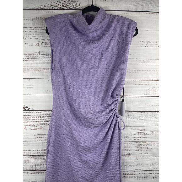 ASTR The Label Dress Women's XL Lavender Ruched Sleeveless Crinkle Mini New - Picture 2 of 9
